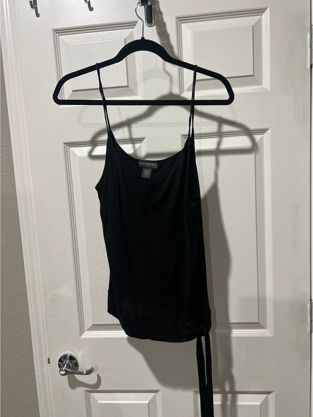 Banana Republic black tank with side tie at bottom